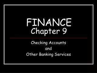 FINANCE Chapter 9