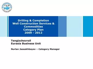 Drilling &amp; Completion Well Construction Services &amp; Commodities Category Plan 2009 - 2012