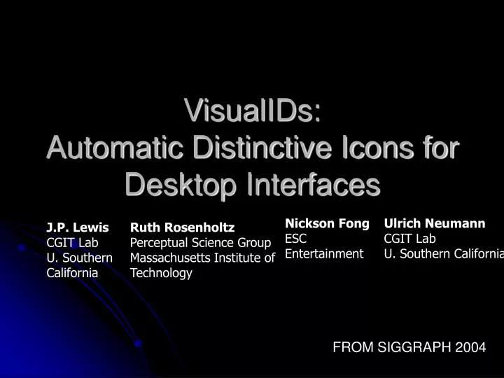 visualids automatic distinctive icons for desktop interfaces