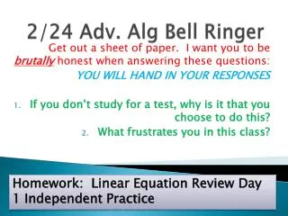 2/24 Adv. Alg Bell Ringer