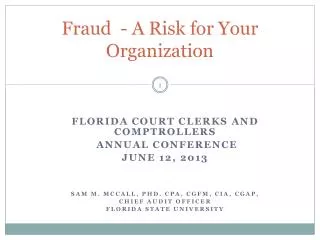 Fraud - A Risk for Your Organization