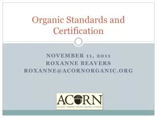 Organic Standards and Certification