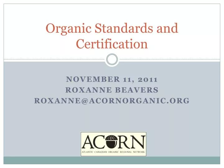 organic standards and certification