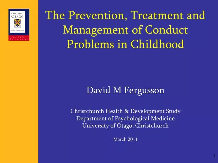 the prevention treatment and management of conduct problems in childhood