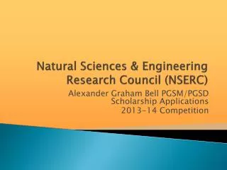 Natural Sciences &amp; Engineering Research Council (NSERC)
