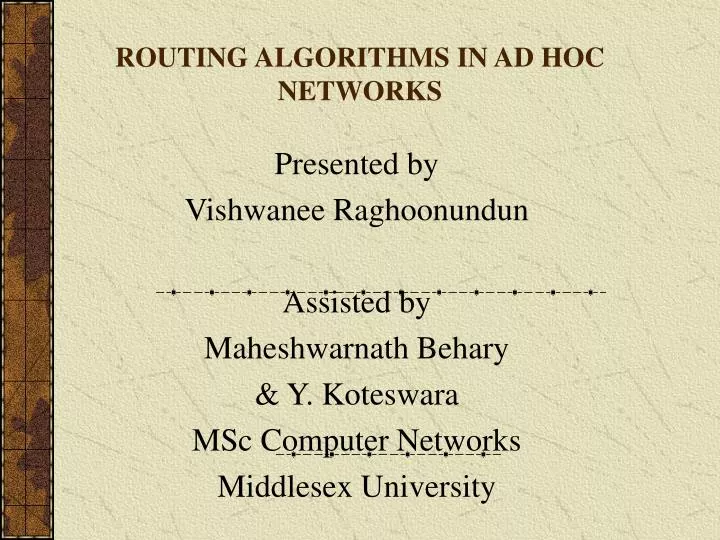 routing algorithms in ad hoc networks