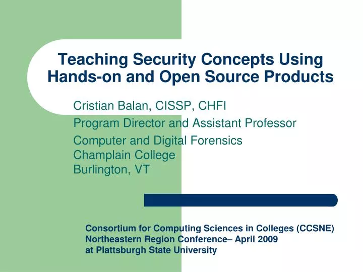 teaching security concepts using hands on and open source products