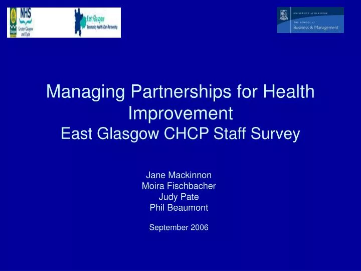 managing partnerships for health improvement east glasgow chcp staff survey