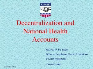 Decentralization and National Health Accounts