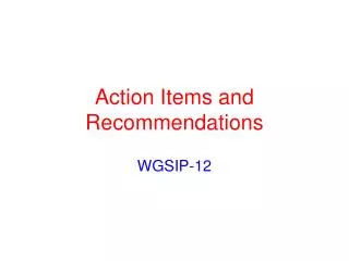 Action Items and Recommendations