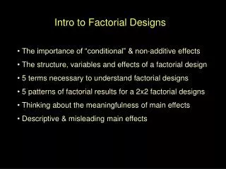 Intro to Factorial Designs