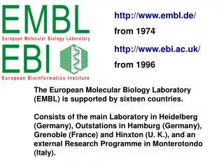 The European Molecular Biology Laboratory (EMBL) is supported by sixteen countries.