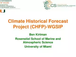 Climate Historical Forecast Project (CHFP)-WGSIP
