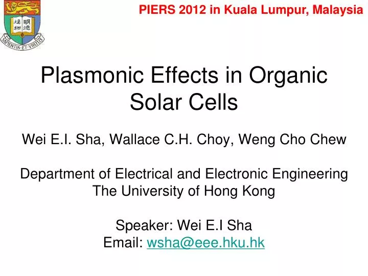 plasmonic effects in organic solar cells