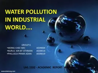 WATER POLLUTION IN INDUSTRIAL WORLD….