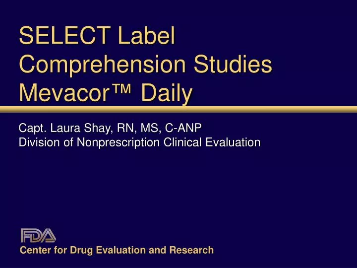 select label comprehension studies mevacor daily