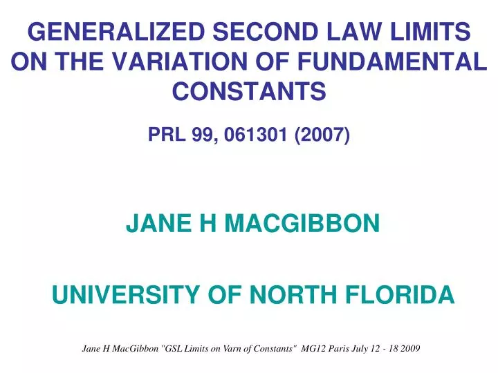 generalized second law limits on the variation of fundamental constants prl 99 061301 2007
