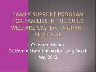 FAMILY SUPPORT PROGRAM FOR FAMILIES IN THE CHILD WELFARE SYSTEM: A GRANT PROPOSAL