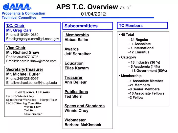 aps t c overview as of 01 04 2012