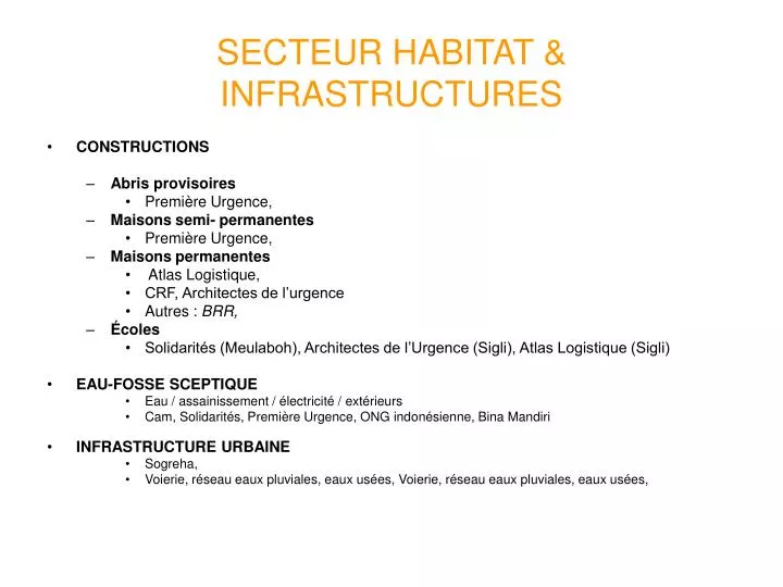 secteur habitat infrastructures
