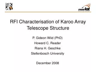 RFI Characterisation of Karoo Array Telescope Structure
