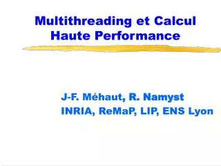 multithreading et calcul haute performance