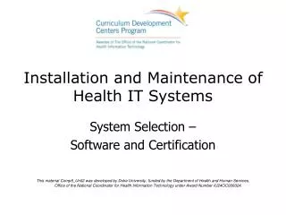 installation and maintenance of health it systems