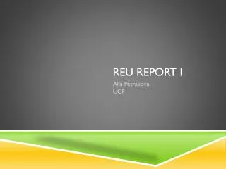 REU Report I