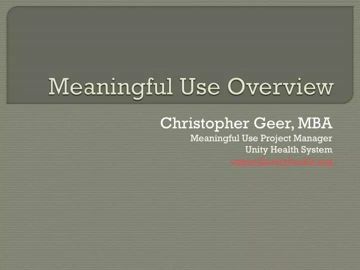 meaningful use overview