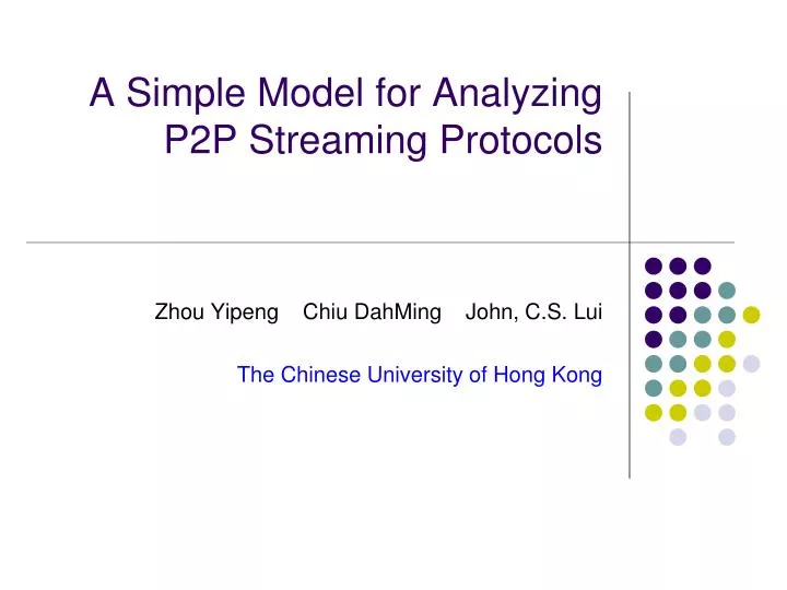 a simple model for analyzing p2p streaming protocols