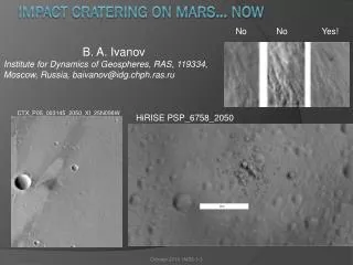 Impact cratering on Mars… Now