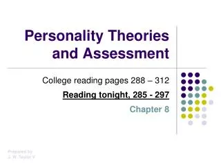 Personality Theories and Assessment