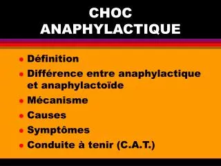 choc anaphylactique