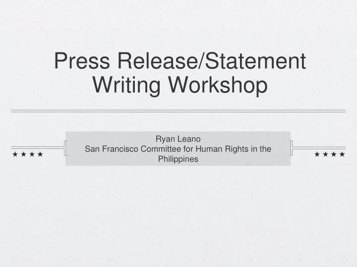 press release statement writing workshop