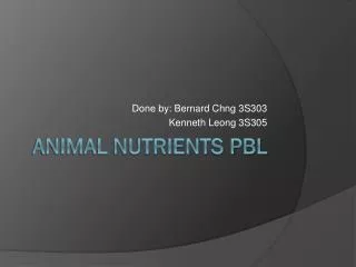 Animal Nutrients PBL