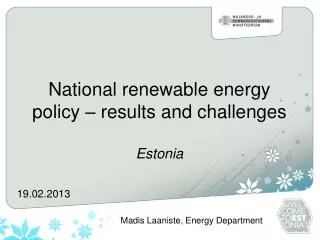 national renewable energy policy results and challenges estonia