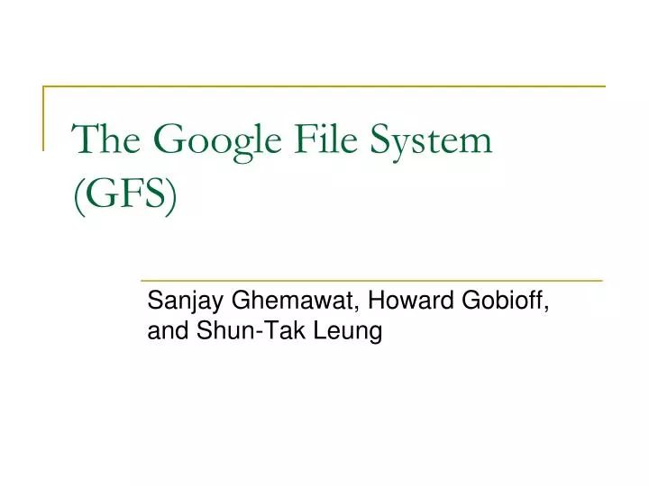 the google file system gfs