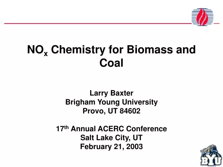 no x chemistry for biomass and coal