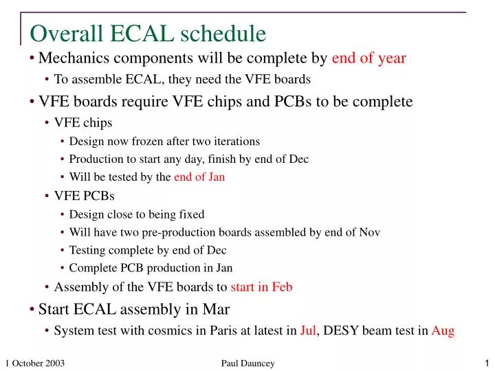 overall ecal schedule