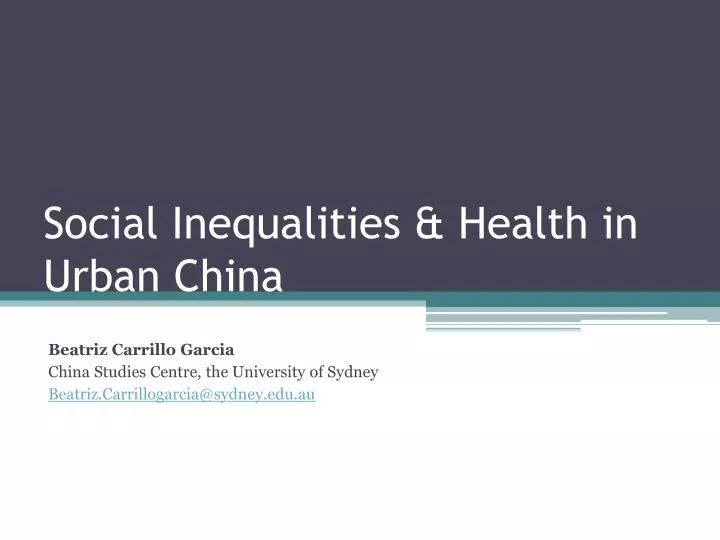 social inequalities health in urban china