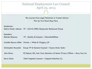 National Employment Law Council April 25, 2013