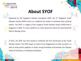 About SYOF