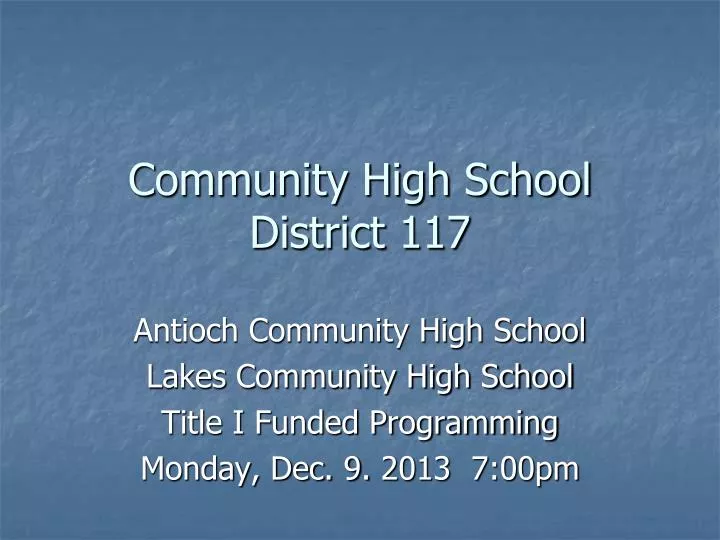 community high school district 117