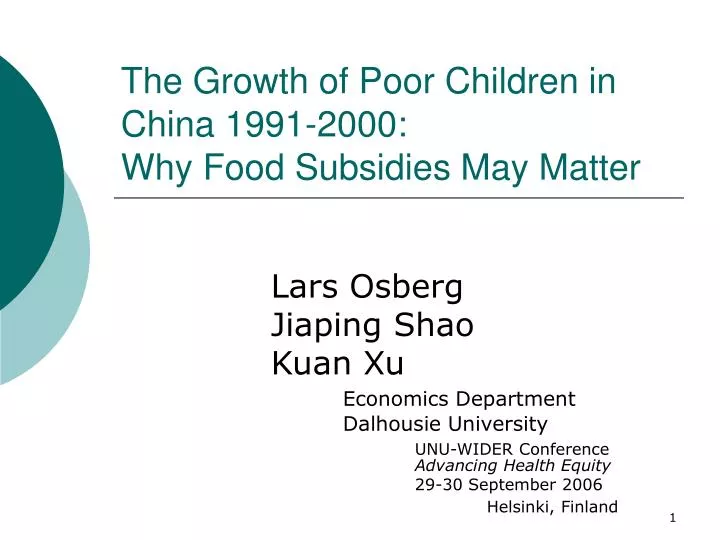 the growth of poor children in china 1991 2000 why food subsidies may matter