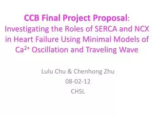 Lulu Chu &amp; Chenhong Zhu 08 - 02- 12 CHSL