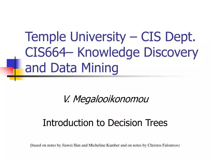 temple university cis dept cis664 knowledge discovery and data mining