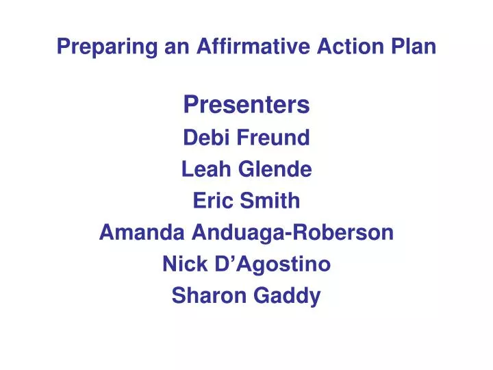 preparing an affirmative action plan