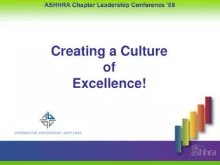 Creating a Culture of Excellence!