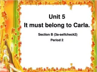 Unit 5 It must belong to Carla. Section B (3a-selfcheck2) Period 2