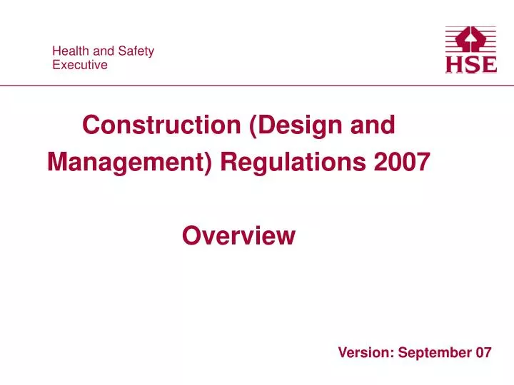 construction design and management regulations 2007 overview